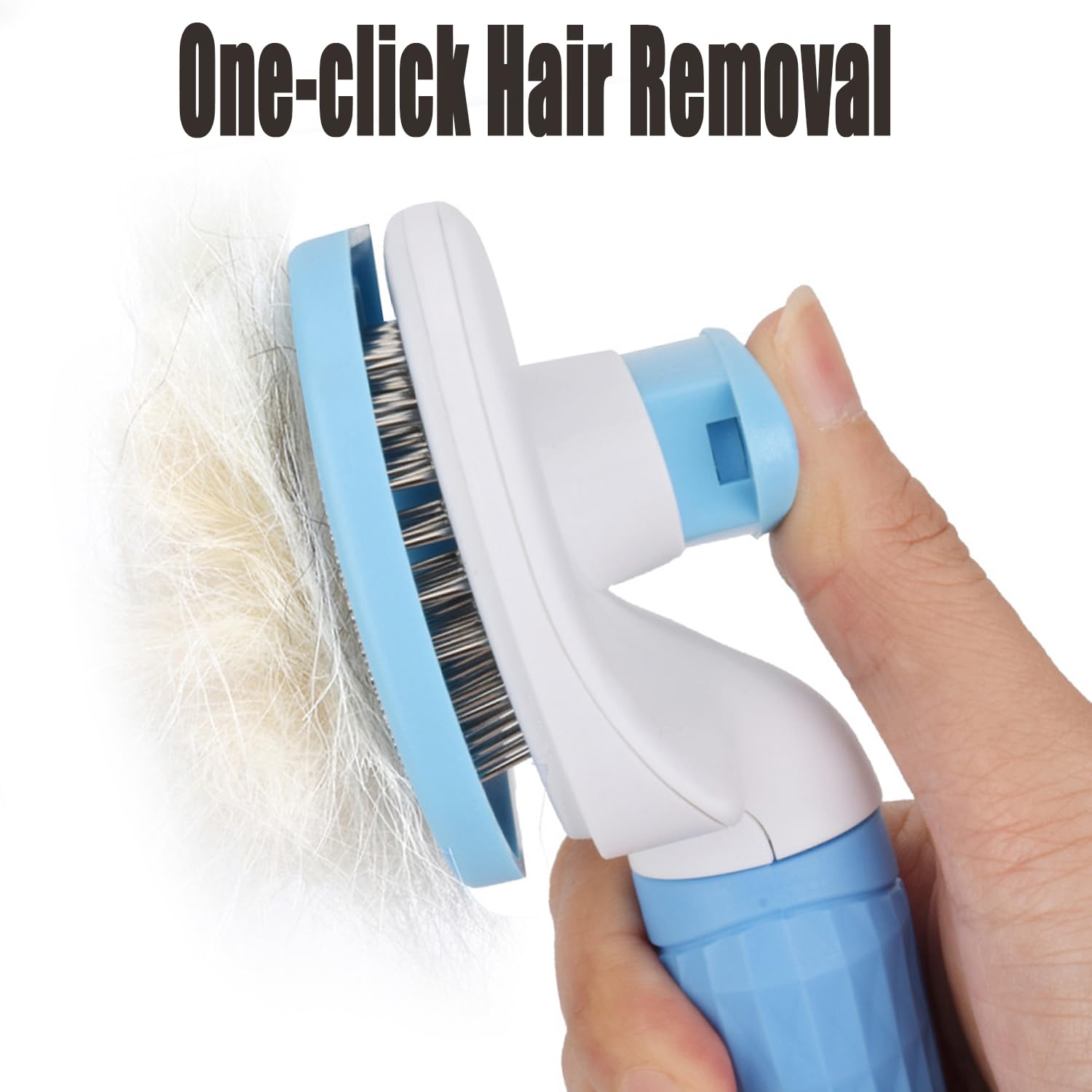 Dog/Cat Brush Grooming Comb,Pet Grooming Tool with Cleaning Button,Self Cleaning Slicker Brushes with Smooth handle for Cat Dog Shedding Tools Massage Clean Tangled Brush (Blue) - Image 4