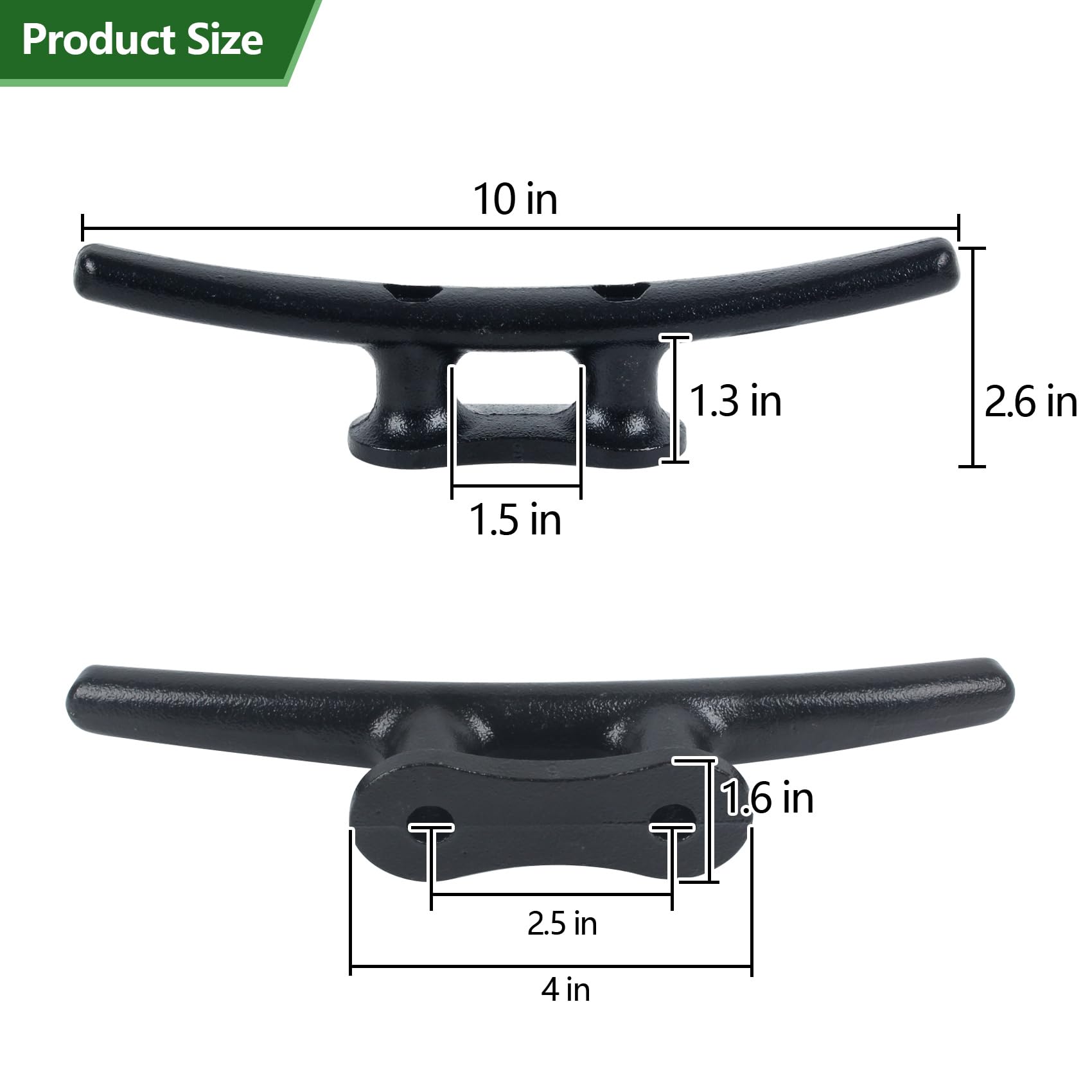 Knagi do łodzi 25 cm (4 sztuki) – powlekane elektroforetycznie korki do łodzi czarne, knagi linowe, knagi z kotwicą, knagi dokujące ze sprzętem, idealne do doków łodzi, pomostów do wiązania łodzi