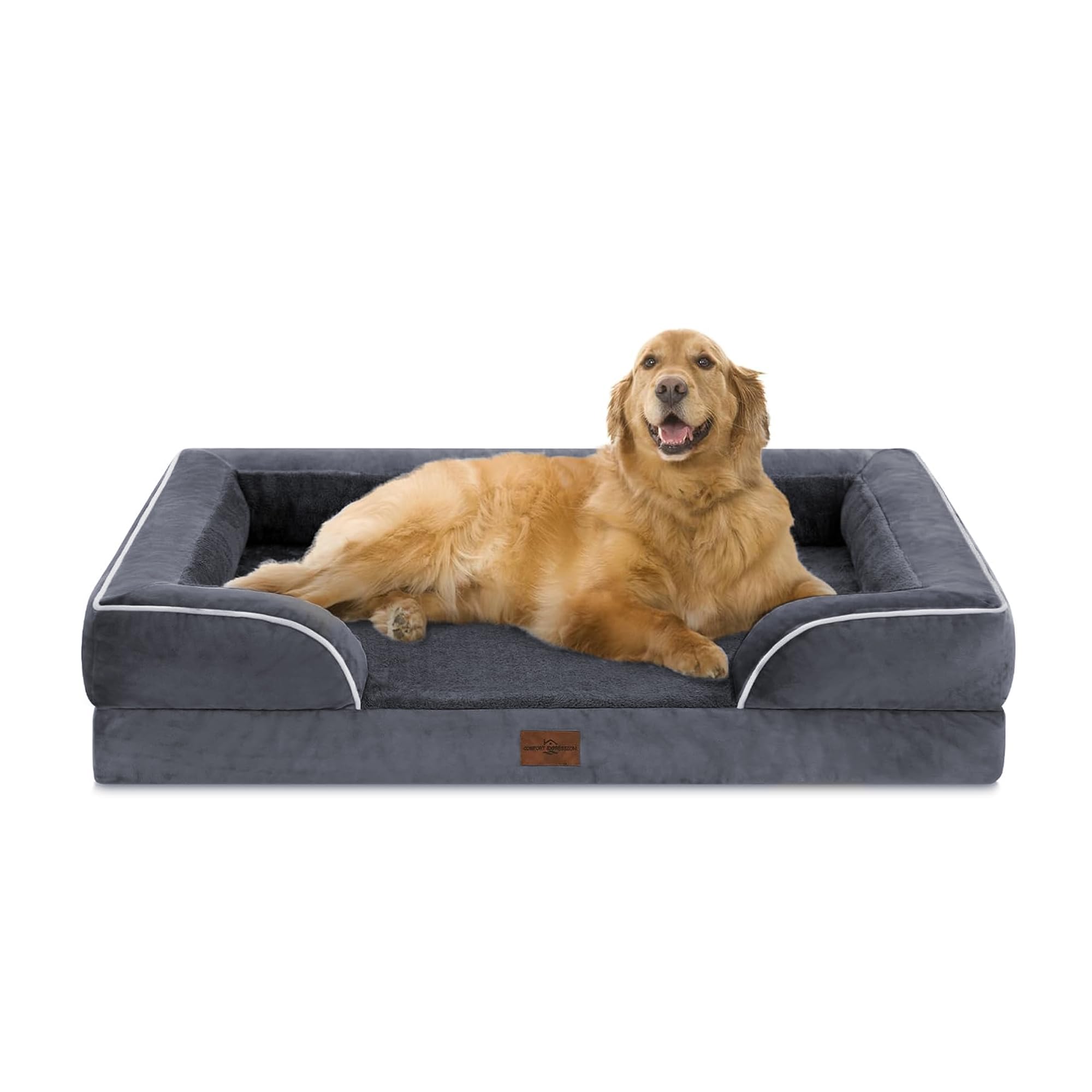 Comfort Expression Jumbo Dog Beds for Extra Large Dogs Orthopedic Dog Bed Washable,Waterproof Jumbo Dog Bed with Removable Cover and Zipper,Fluffy Dog Couch Bed Indestructible Extra Large Dog Bed