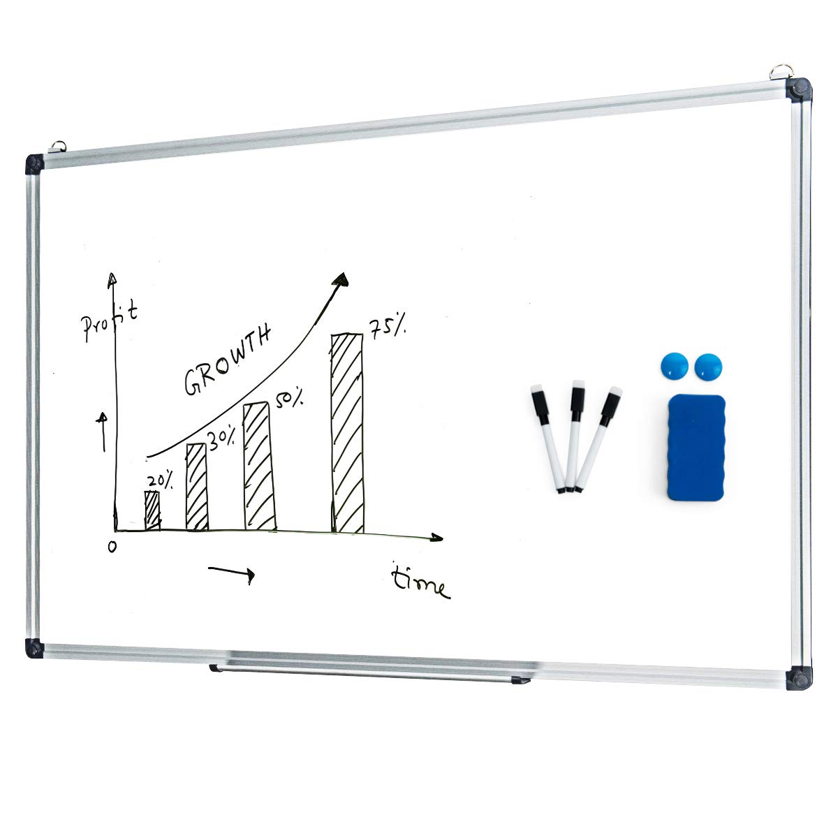 LIFEZEAL Whiteboard, Klein Magnettafel Wandtafel für Kinder, Tragbare Tafel zum Aufhängen mit Radierer & Brettstift, trocken abwischbar, zum Zeichnen und Schreiben (60 x 90cm)