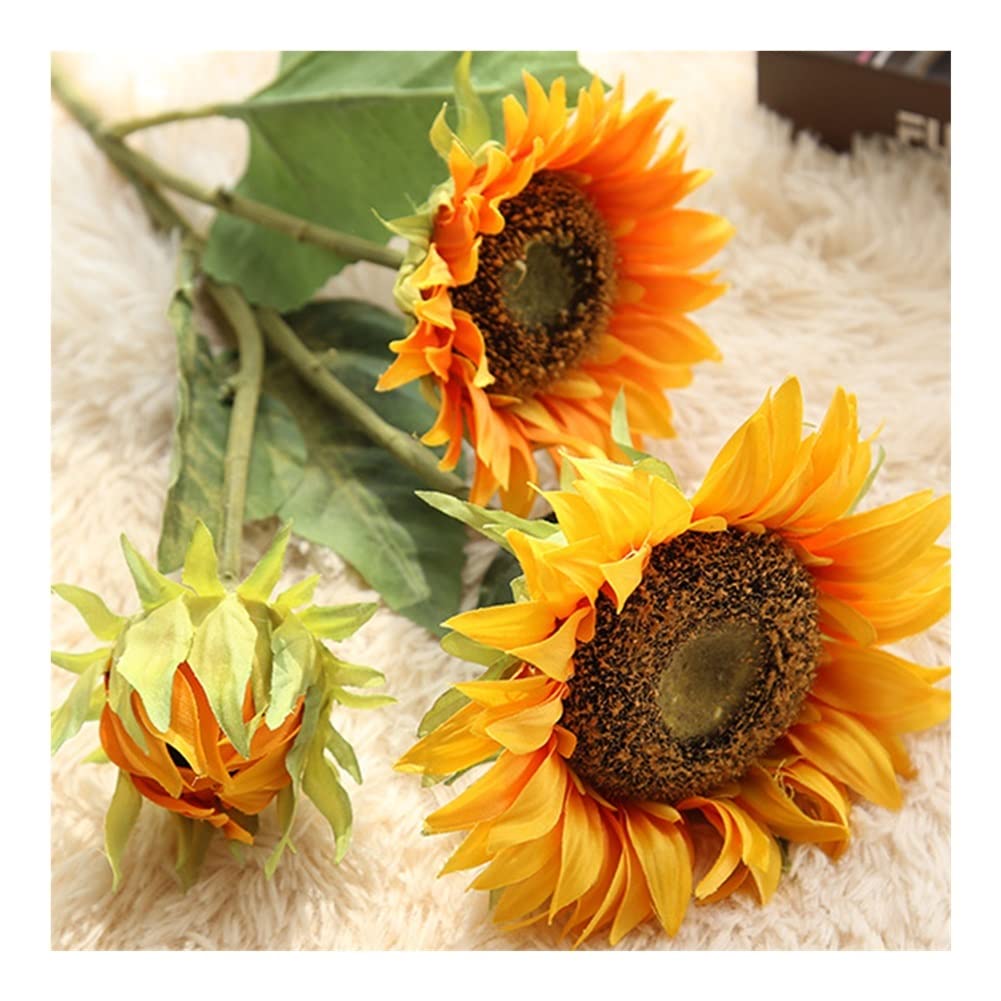 XDLEDMKIZ Lifelike Artificial Flowers Sunflowers Bouquet Floral Arrangement, Faux Sunflower Bouquet for Home Wedding Decoration