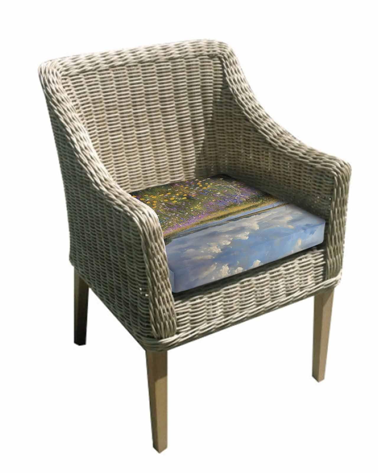 Hokiten Spring Floral Outdoor Cushion Chair Cover Set of 4 - Waterproof Couch Seat Covers, Pastoral Flowers Oil Painting Patio Furniture Protector Cushions Slipcovers for Sofa/RV, 22