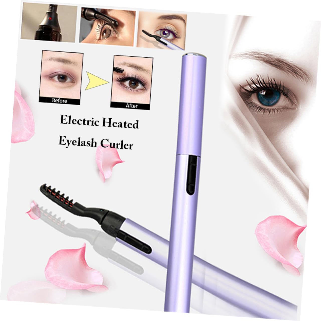 VICASKY Heated Eyelash Curler Electric Lash Curler Pen Anti-Crimp Lightweight Natural Curl Safe for Lashes for Travel