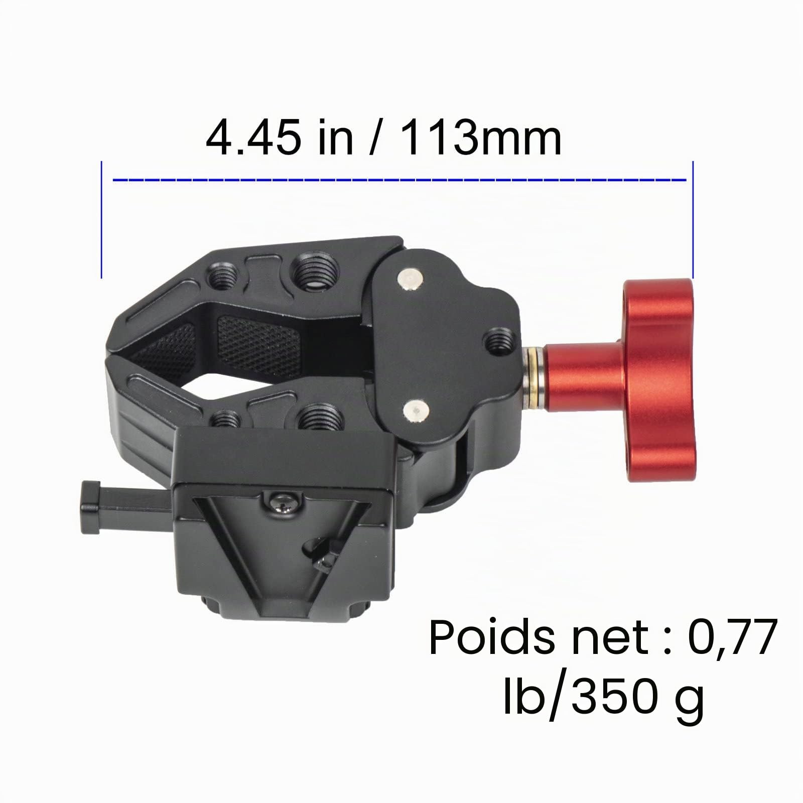 Came-TV V-Mount Pince de batterie grand angle ouvert et adaptateur de structure solide avec trous de vis 1/4" et 3/8" Montage sur pied d'éclairage ou trépied
