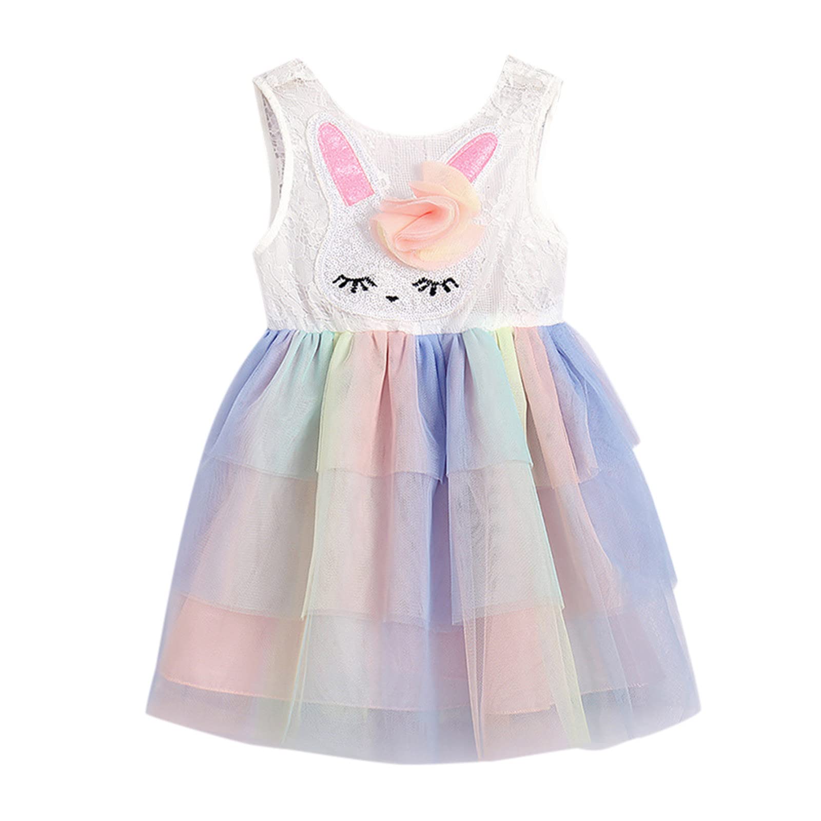 Newborn Infant Baby Girls Easter Dresses Bunny Ruffle Sleeveless Princess Dresses Tutu Comfort Soft Spring Clothes Purple