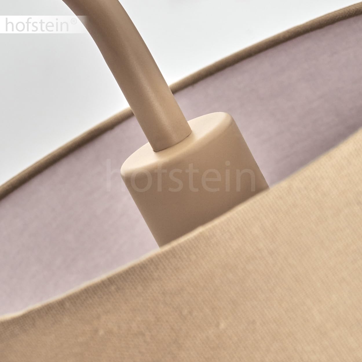 Lampada da terra Palmeiros, lampada da terra in metallo/tessuto beige/bianco, lampada in stile boho con paralume rotondo (Ø 25 cm) e interruttore a pedale, altezza 160 cm, 1 x E27, senza lampadina