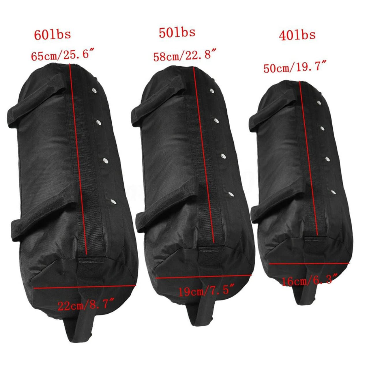 GALPADA 60lb Heavy Duty Sandbags Set Exercise Sandbag Handles for Home Gym Container Training (Black)