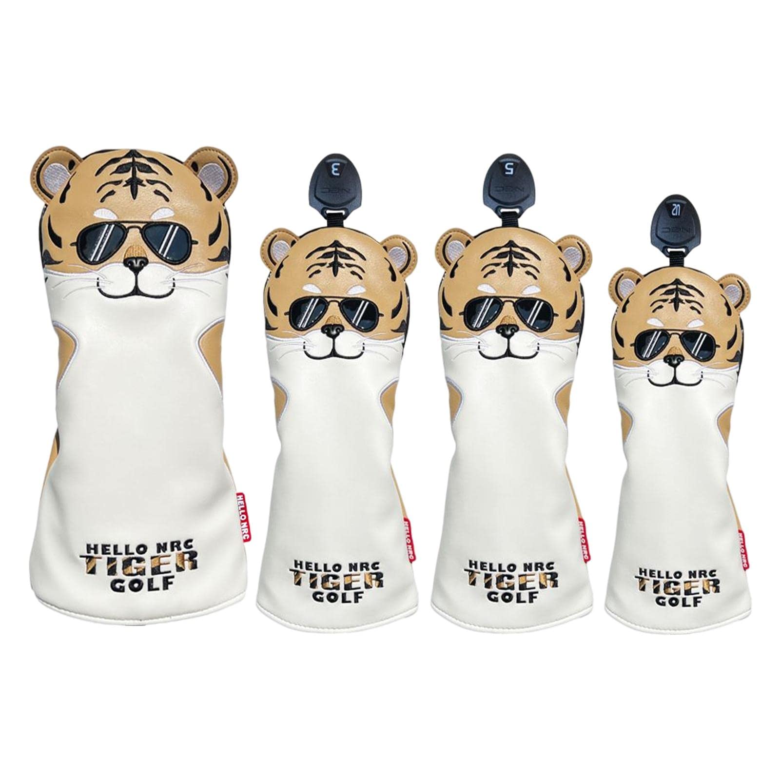 4X Couvre-tête en Bois de Golf, Couvre-tête de Club, avec de numéro Interchangeable, Hommes Femmes Protection étanche Accessoires de, Jaune
