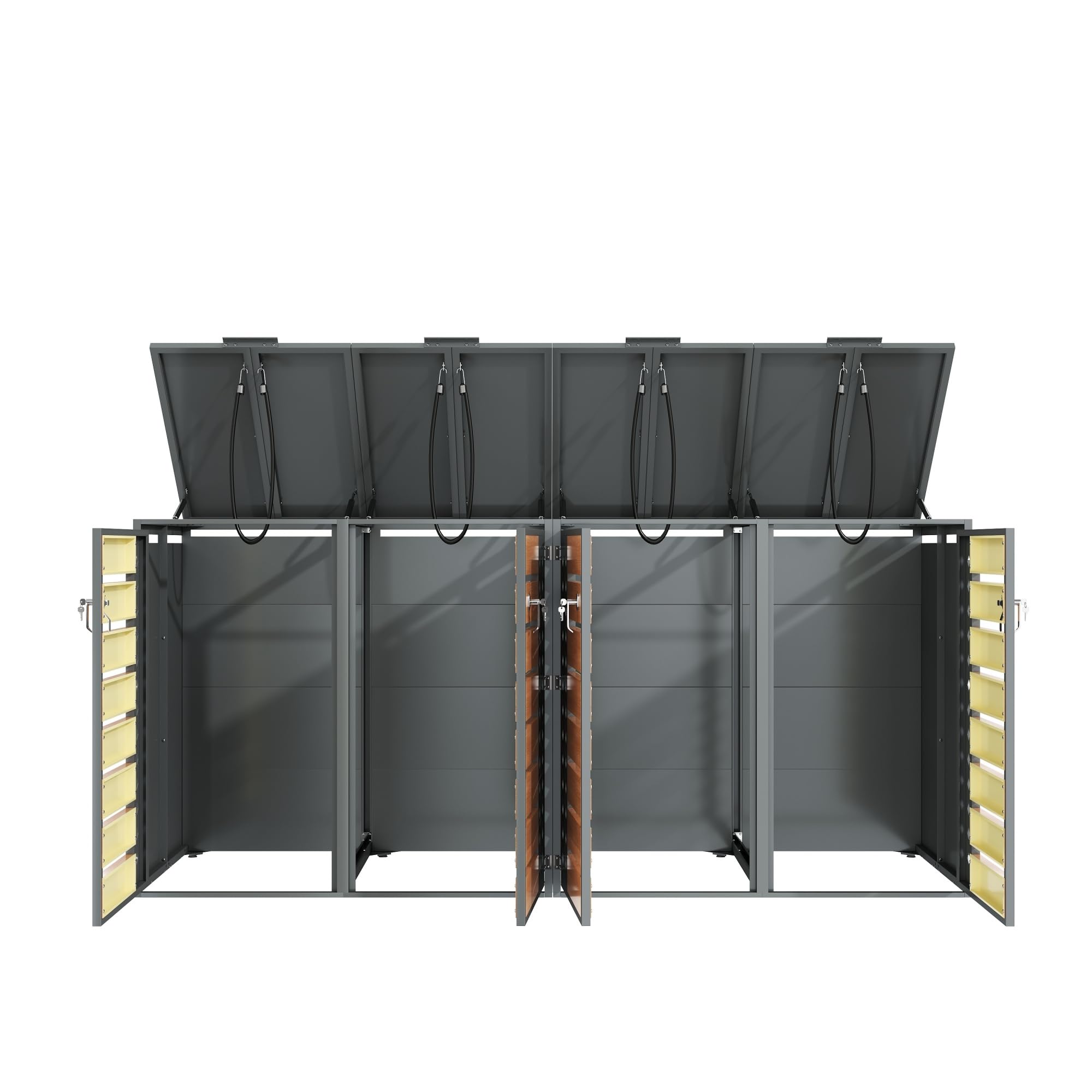 Contenitore per bidoni della spazzatura, con coperchio pieghevole, scomparti per riporre oggetti, chiudibile, pannello a forma di diamante (quattro porte 132 x 80 x 118,5 cm x 2)