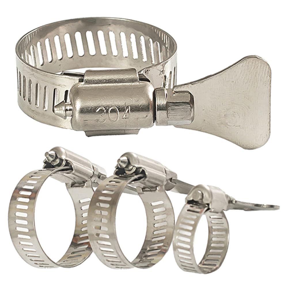 Abrazadera para tubería de agua de acero inoxidable 304, abrazadera para tráquea, abrazadera de bloqueo fija con mango, aro para garganta, tubo giratorio manual, tubo de aceite, 13,19mm (5 unida