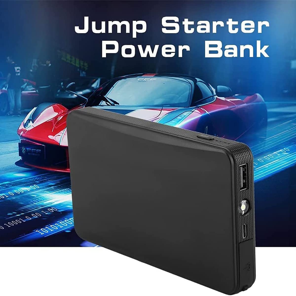Arrancador de Coche de 20000 mAh, Dispositivo de Arranque portátil para Coche de 12 V, Cargador de Coche, arrancador de Emergencia con Pinza, Linterna LED y Cable.