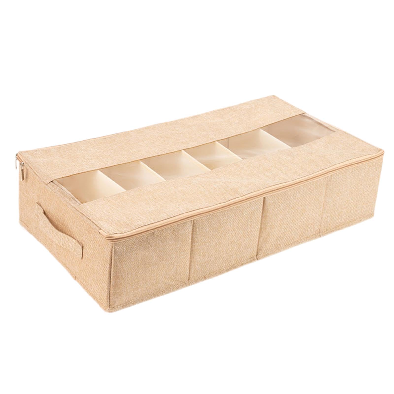 Meuble à chaussures pliable beige et boîtes de rangement empilables pour placards