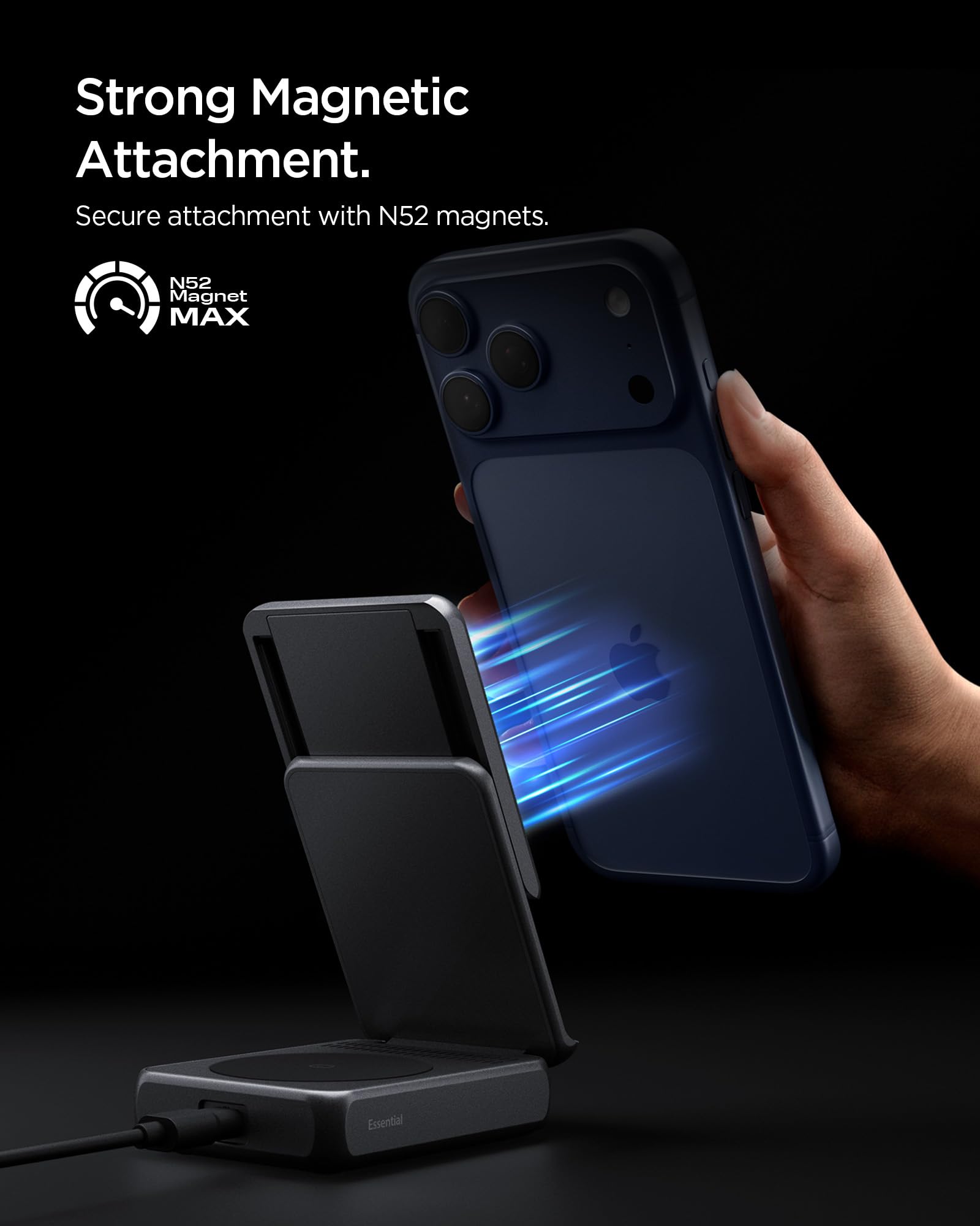 Spigen Essential Qi2.2 25W 3-in-1 MagSafe Ladestation für Apple Watch und iPhone Induktive Ladestation, Wireless Charger Kabelloses Faltbares Ladegerät für iPhone 17 16 Pro Max 17e