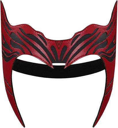 Gosbeliy Adult Wanda Headpiece Scarlet Witch Cosplay Headwear Halloween Wanda Maximoff Crown PU Leather Mask