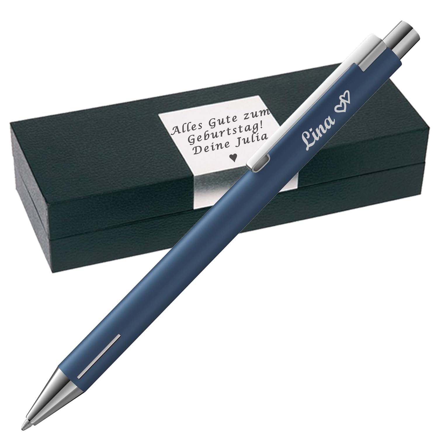 Juwelier Schönschmied L A M Y Econ Kugelschreiber mit Gravur als Geschenk | Geschenkverpackung inklusive Wunschgravur | schwarz schreibend | hochwertiges Metall | personalisierte Kullis | PS316
