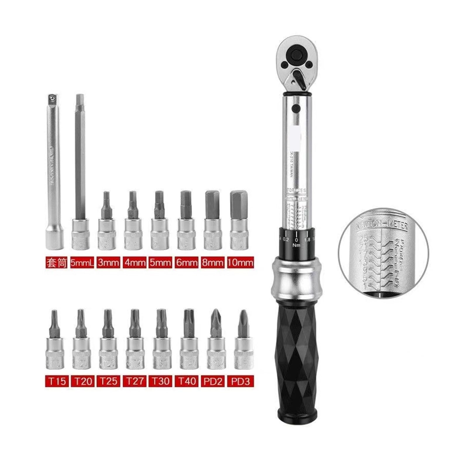 Herramientas for bicicleta, Kit de llave dinamométrica de trinquete for bicicleta de 1-25 NM, herramientas de Reparación de bicicletas multifunción, llave hexagonal