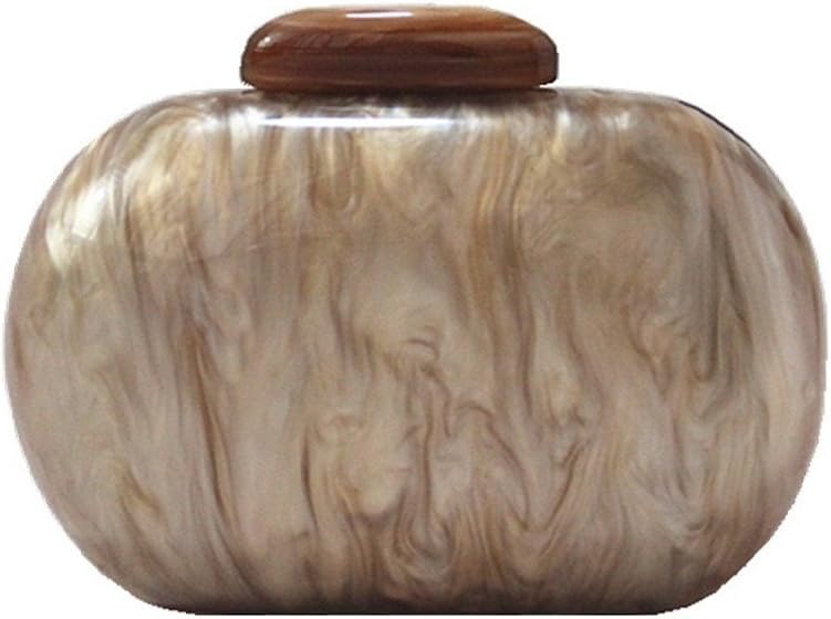New Brand Fashion Women Acrylic Cute Round Luxury Marble Brown Evening Handbags Party Wedding Casual Clutch