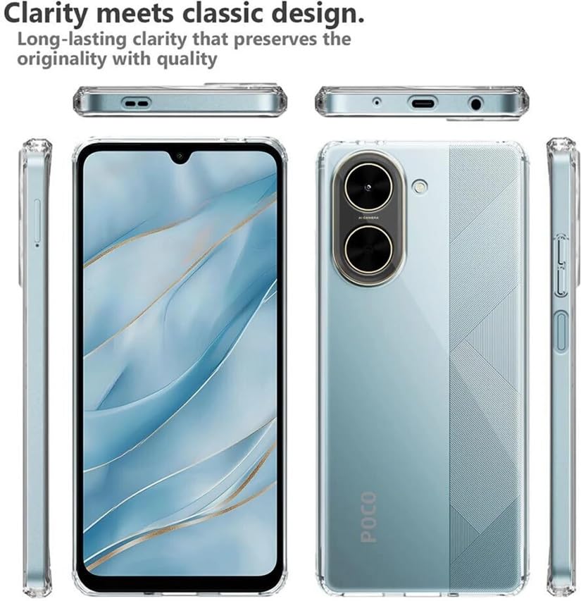 Image of REALCASE Silicone Redmi A5 Back Cover Scratch Resistant Protective Crystal Clear Transparent Back Cover for /Redmi A5 / Poco C71