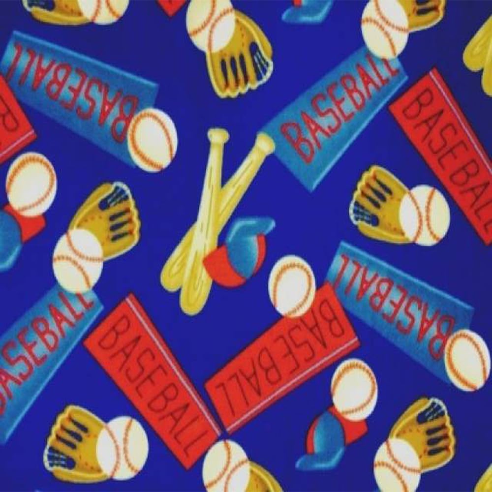 Pico Textiles 2 Yards Bolt - Baseball Equipment Royal Blue Fleece Fabric - Sold by The Bolt - Ideal for Sewing Projects, Scarves, No Sew Fleece Throws & Tie Blankets