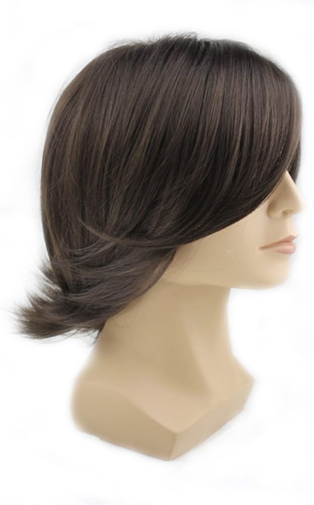 Men's Fashion Medium Style Wave Wig Dark Brown Color Wig by wonderful lifetime