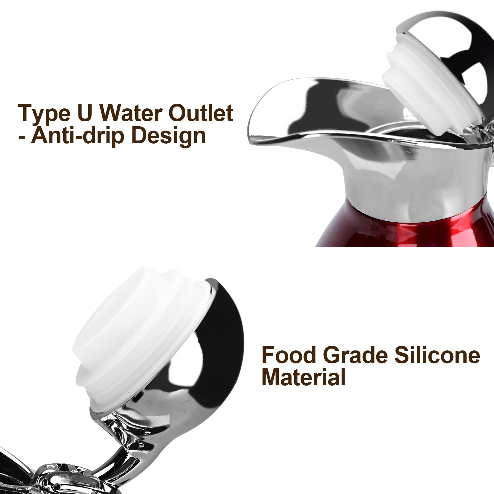 Caraffa Termica 2 Litri TO-15 In Acciaio Inox - Doppia Parete Sottovuoto Per Caffè, Tè, Succhi, Rosso - Foto 9