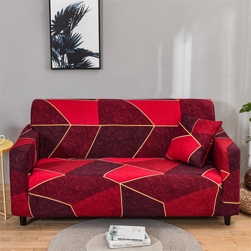 HOOBUY Funda de sofá estampada, funda elástica para sillón, juego de fundas de sofá con patrones para sillón acojinado de 4 plazas (HF, 4 plazas/Grande de 3 plazas)