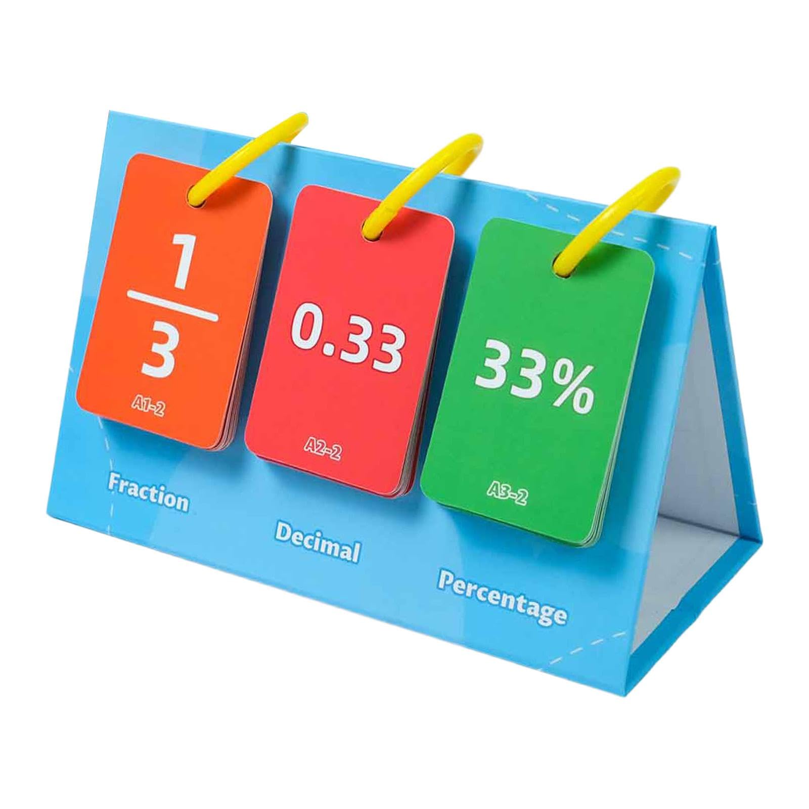 Fraction Percentage Decimal Flip Chart (69 Cards) for Elementary School Math, Paper Material, 16.4cm x 7.9cm x 10.7cm (6.5 x 3.1 x 4.2 inch) Lightweight Student Place Value Flip