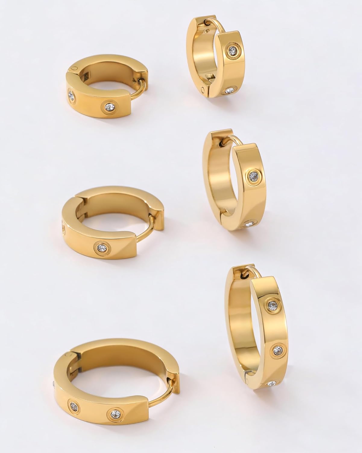 Love Friendship Hoop Earrings Set for Women 18K Gold and Silver Stainless Steel with Cubic Zirconia Stones Jewelry - Image 5