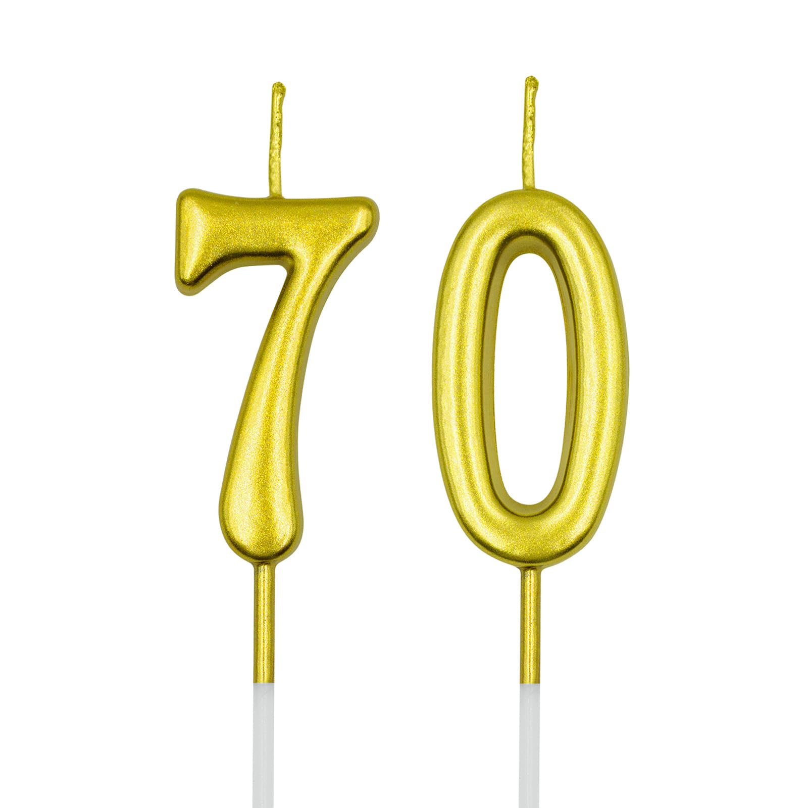 70th Birthday Candles, Gold Number 70 Candle for Cake, Happy Birthday Cake Topper Decoration for Birthday Anniversary Celebration Party Supplies