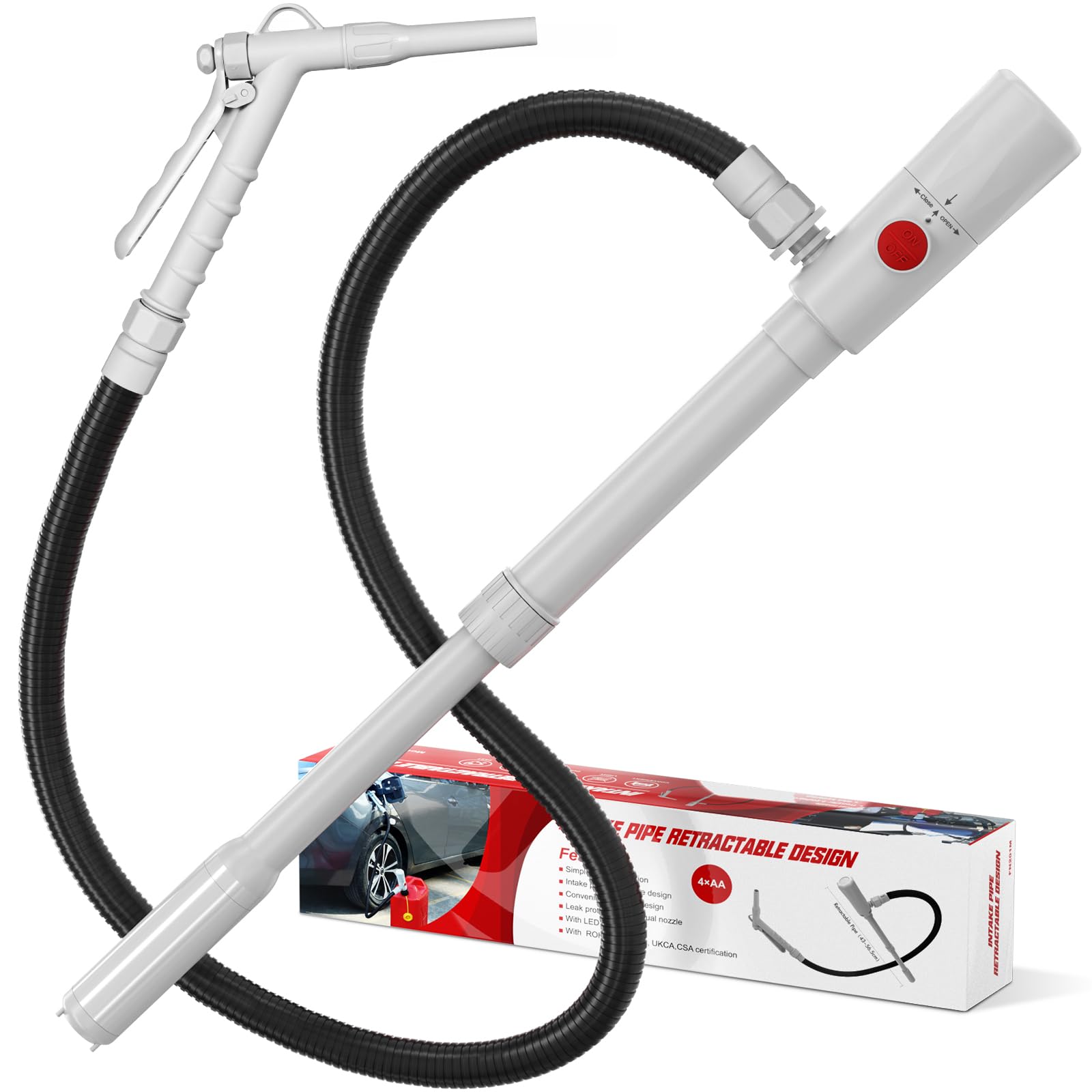 MAXVINI Elektrische Transferpumpe, 3.2GPM Batteriebetriebene Flüssigkeitstransferpumpe, Elektrisch Kraftstoff Umfüllpumpe Siphon Benzin Pumpe Tragbare Automatische Absaugung Pumpe für Benzin,Diesel,Öl
