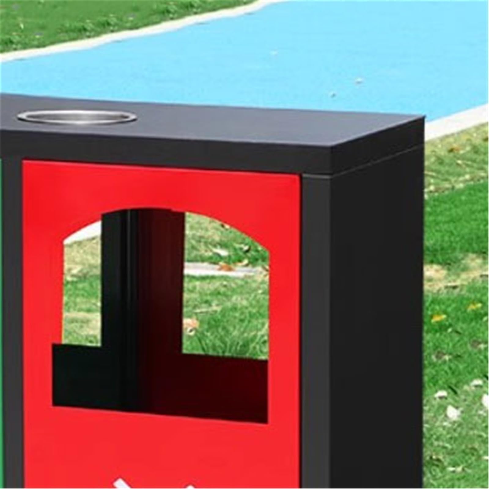 Grande contenitore per rifiuti Cestino for rifiuti doppio da esterno for aree pubbliche commerciali con posacenere in metallo Patio
