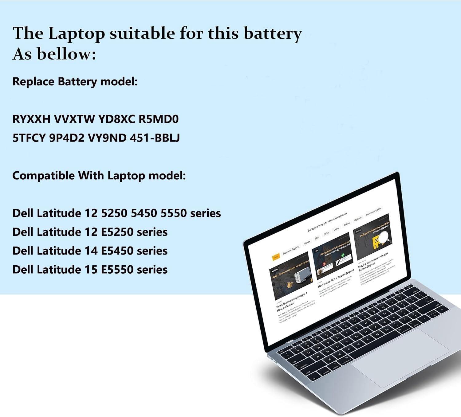 11.1V 40Wh RYXXH Batteria compatibile con Dell Latitude 12 5250