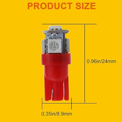 Miniatura 4 de GLOFE T10 194 168 Dash Instrument Bombillas LED Rojo Brillante Panel Calibre Panel Panel Cluster Dashboard Bombillas LED 10 unidsSet