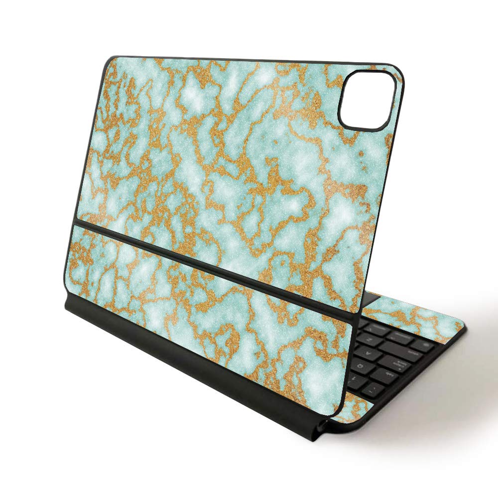 MightySkins Glossy Glitter Skin Compatible with Magic Keyboard iPad Pro 11-inch (2020) - Golden Jade | Protective, Durable High-Gloss Glitter Finish | Easy to Apply and Change Style | Made in The USA