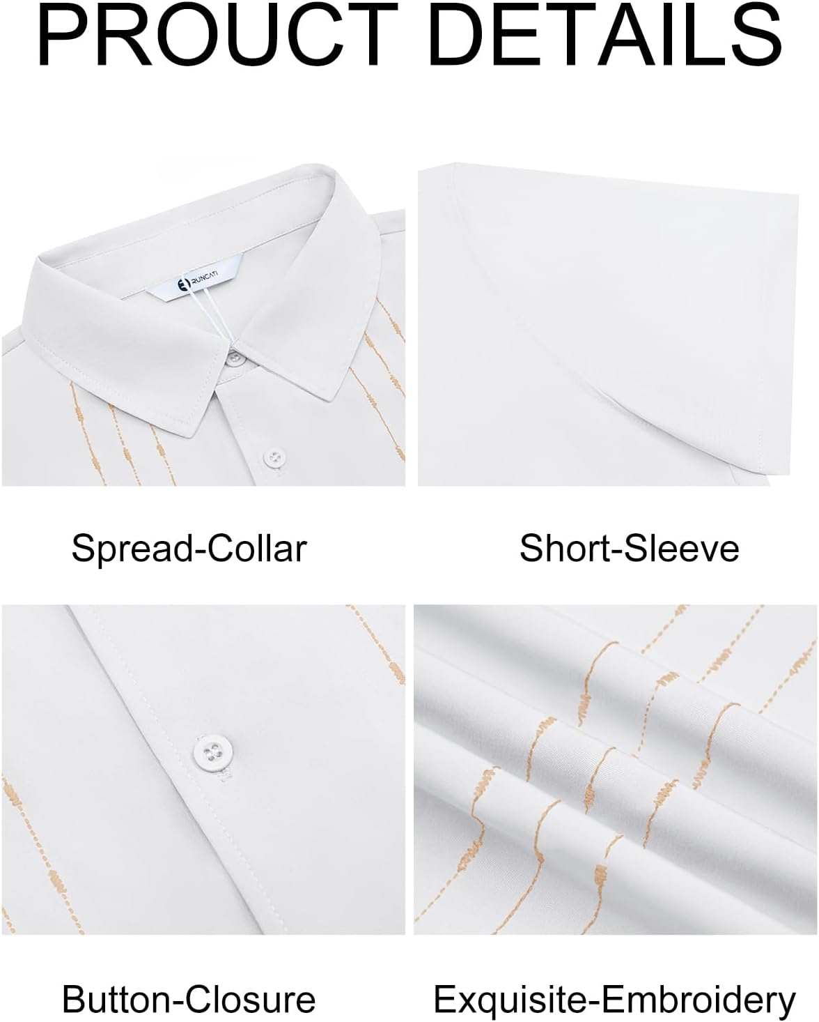 Runcati Mens Cuban Guayabera Shirt Short Sleeve Button Down Shirts Casual Linen Summer Beach Vacation Tops - Image 6