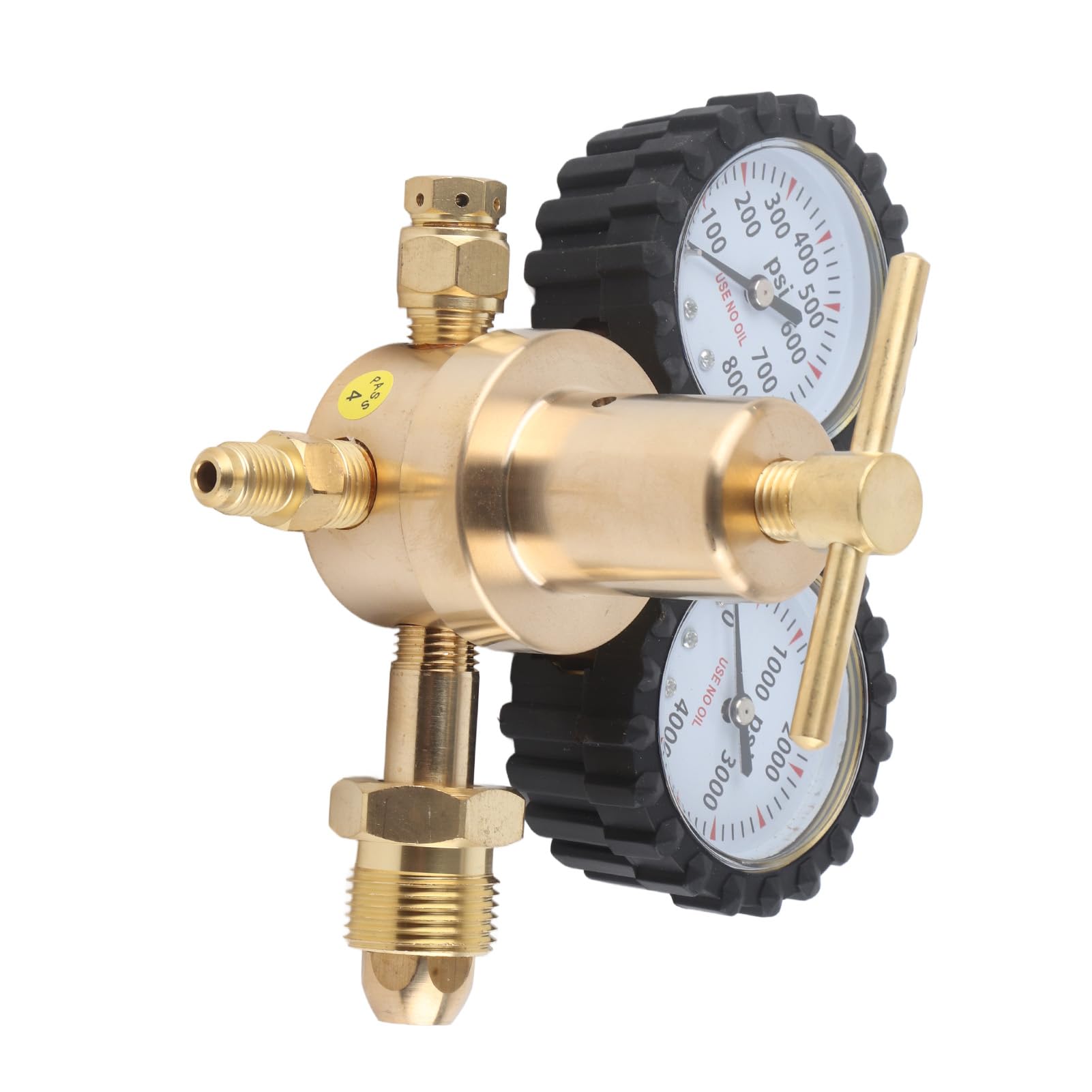 Gas Regulator Brass Nitrogen Regulator Gauge, 0-800 PSI Air Pressure, Universal Adapters, Easy Read Design, Quick Work Completion (United States CGA580)