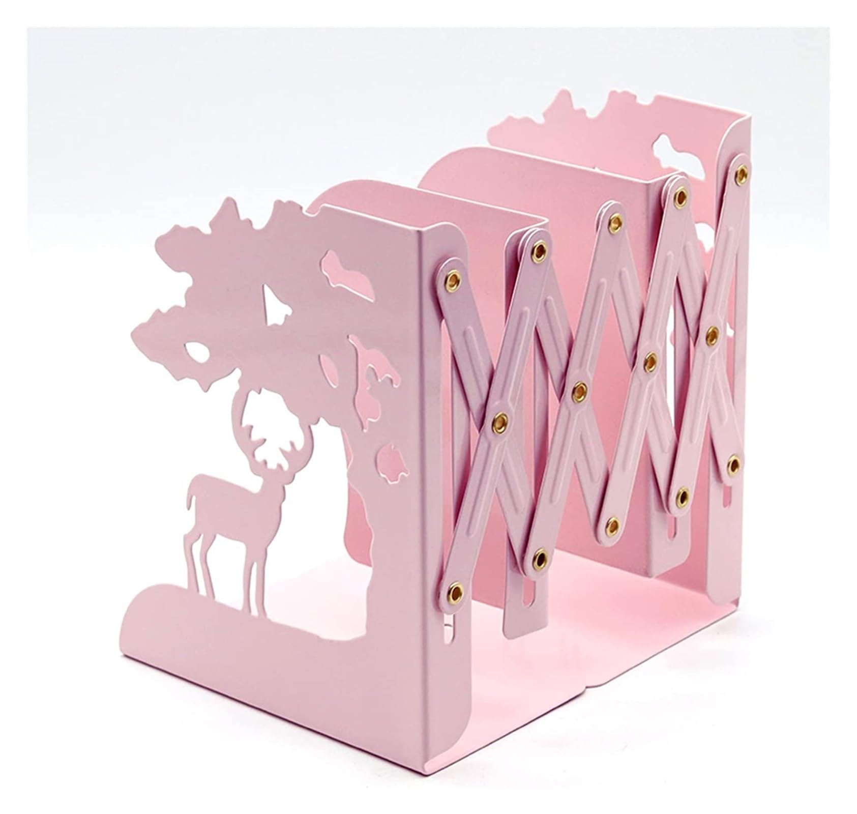 Bookends Nonskid Bookends Adjustable Metal Bookends Books Holder Stand Desk Bookend Supports Bookends for Shelves Office Bookshelf(Pink)