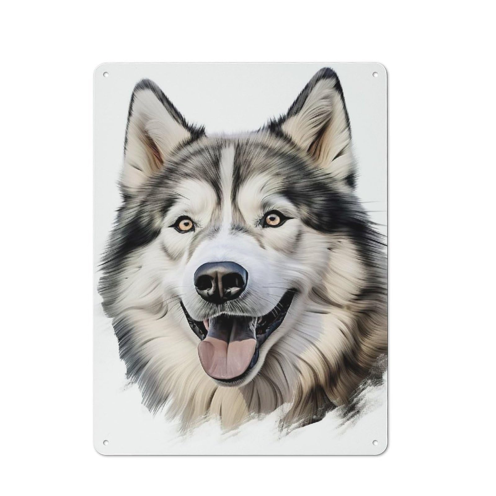 Junmoney Husky Portrait Metal Sign 40X30cm With For Workshop Wall, Rustic Decor, Wall Decoration For Workshops And Hobby Rooms