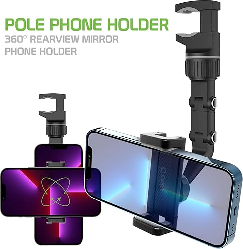 Miniatura 9 de Soporte de teléfono para espejo retrovisor, soporte para teléfono para espejo retrovisor para automóvil soporte giratorio para teléfono de