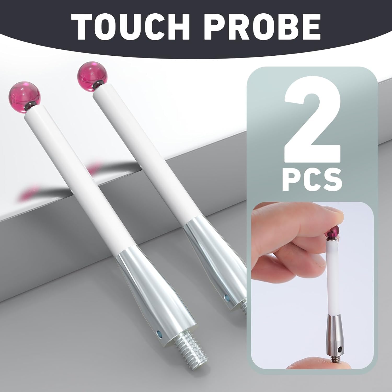 CMM Touch Probe Stylus For Renishaw A-5000-3709 Test Probes Leads 50mm Ball Ceramic Stem, M4 Thread, 6mm Ball (2Pcs)