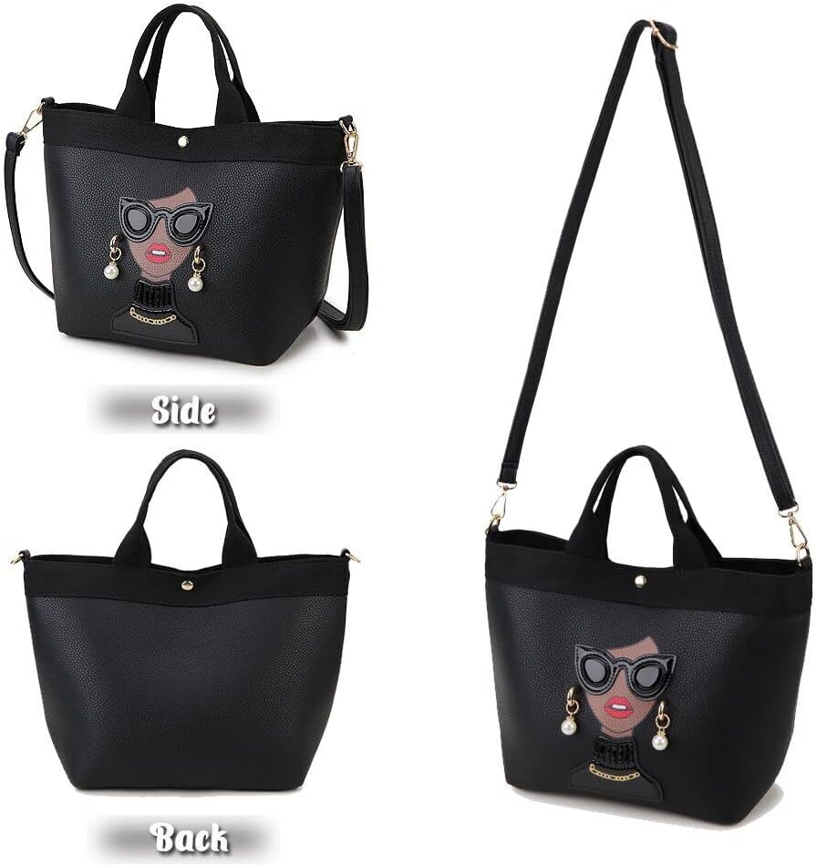 Funky Lady Face Purse for Women Casual Shopping Bag Top Handle Satchel Handbags Pu Leather Shoulder Bag Totes | Funky Lady Face, Casual Shopping Bag, Top Handle, Pu Leather - Image 4