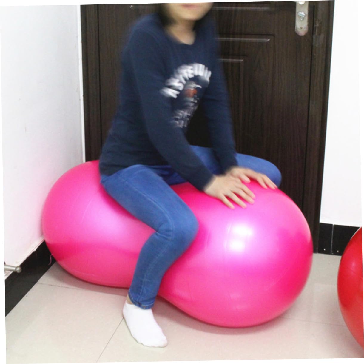 Yardwe Pilates Yogaball Verdickt aus PVC Platzfester Gymnastikball in Erdnussform zur Verbesserung der Gleichgewichtsstabilität und Flexiblen Heimtrainings