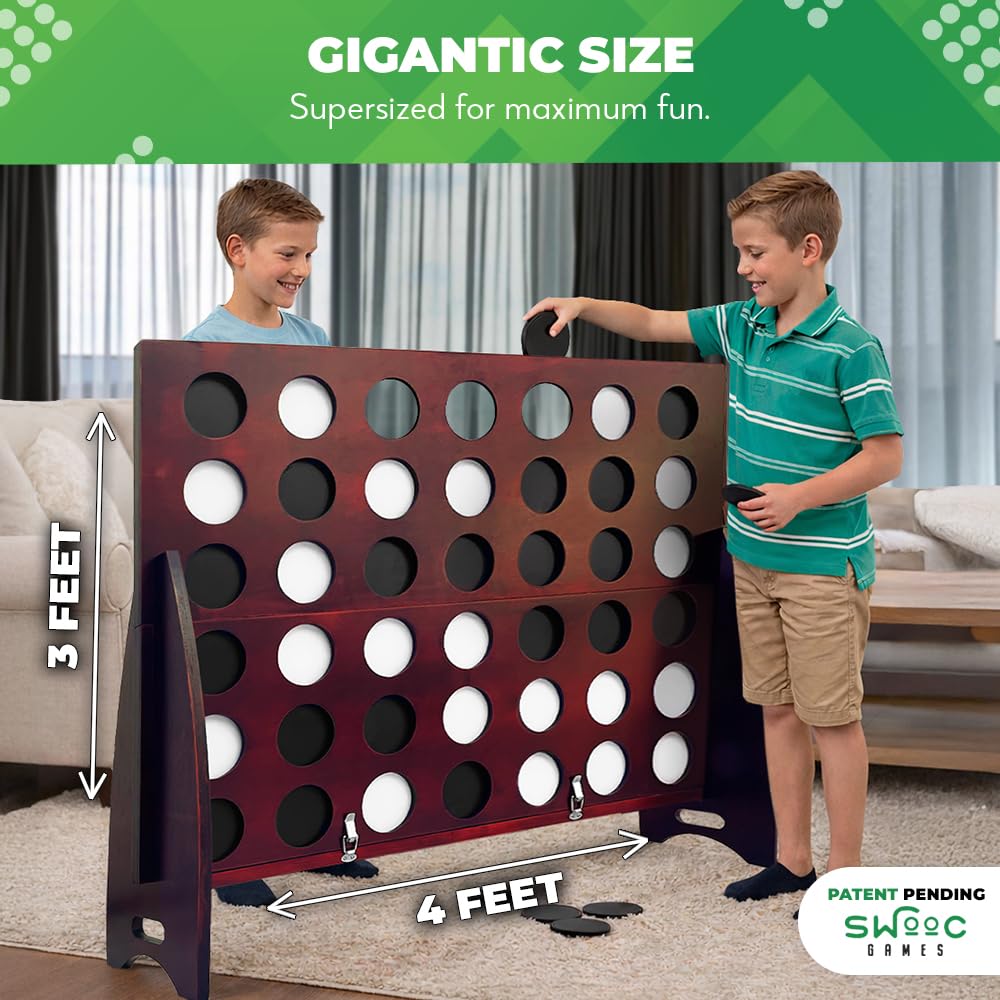 Swooc Games - Premium XL Giant 4 in A Row (4ft x 3ft) All Weather with Carrying Case & 60% Quieter Design - Giant Connect Outdoor Game - Outdoor Games for Family - Jumbo Lawn Activity - Outside Fun — Amazon image 3