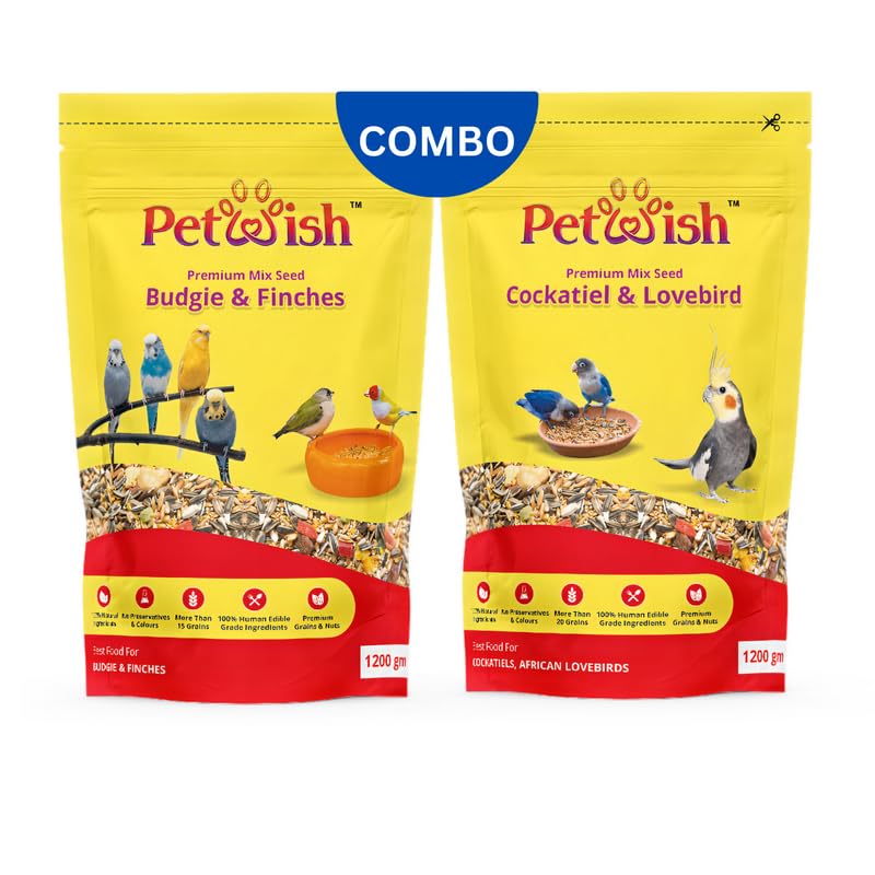 Petwish Premium Mix Seeds Food Combo Pack for Budgies, Finches, Cockatiels & Lovebirds (2400g) - Nutritious Blend for Healthy Avian Diets - 2 x 1200g Bags (B0CMHWQS99) Amazon Price History, Amazon Price Tracker
