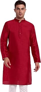 Men's Kurta Art Silk Casual Top Indian Traditional Outfit