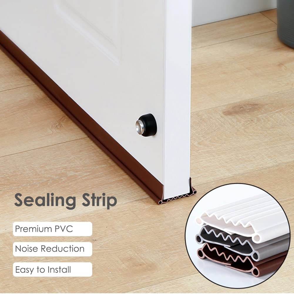 SRNS Burlete para Puerta PVC Lavable Tapón de Puerta, Tira de Sellado Inferior de Puerta Duradera para Exteriores/Interiores, Cortable de 38 Pulgadas Bloqueador de Ruido Debajo de La Puerta