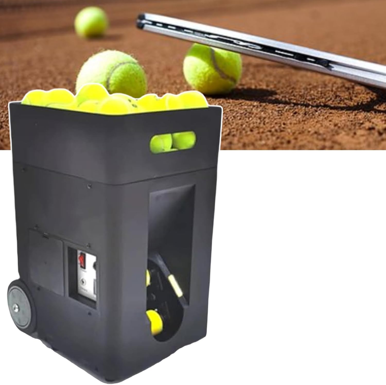 Tennis Ball Machine, Automatic Tennis Ball Launcher for Training and Practice, Custom Exercises, Remote Control, Can Hold 50 Balls, for Beginners Solo Training Sports