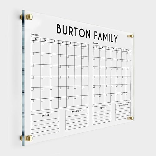 Acrylic Two Month Wall Calendar - Personalized Calendar 2024, Two Month Planner Family Calendar 2024 Calendar w Marker, Monthly and Weekly Double disponible en Yaxa Peru