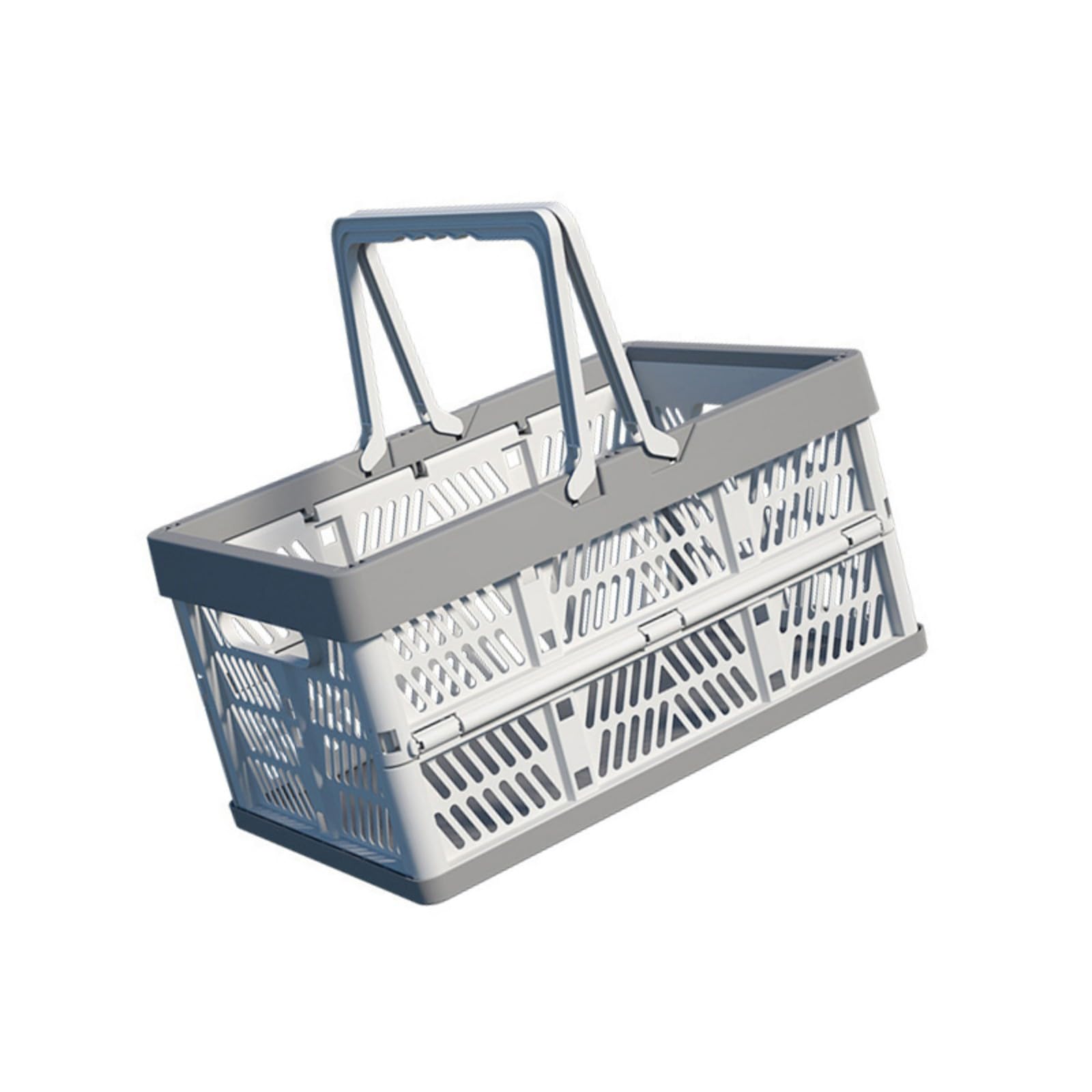 Mekalero Foldable ABS Storage Basket with Handle for Groceries Fruits Vegetables Holder and Carrying Foldable Fruit Basket