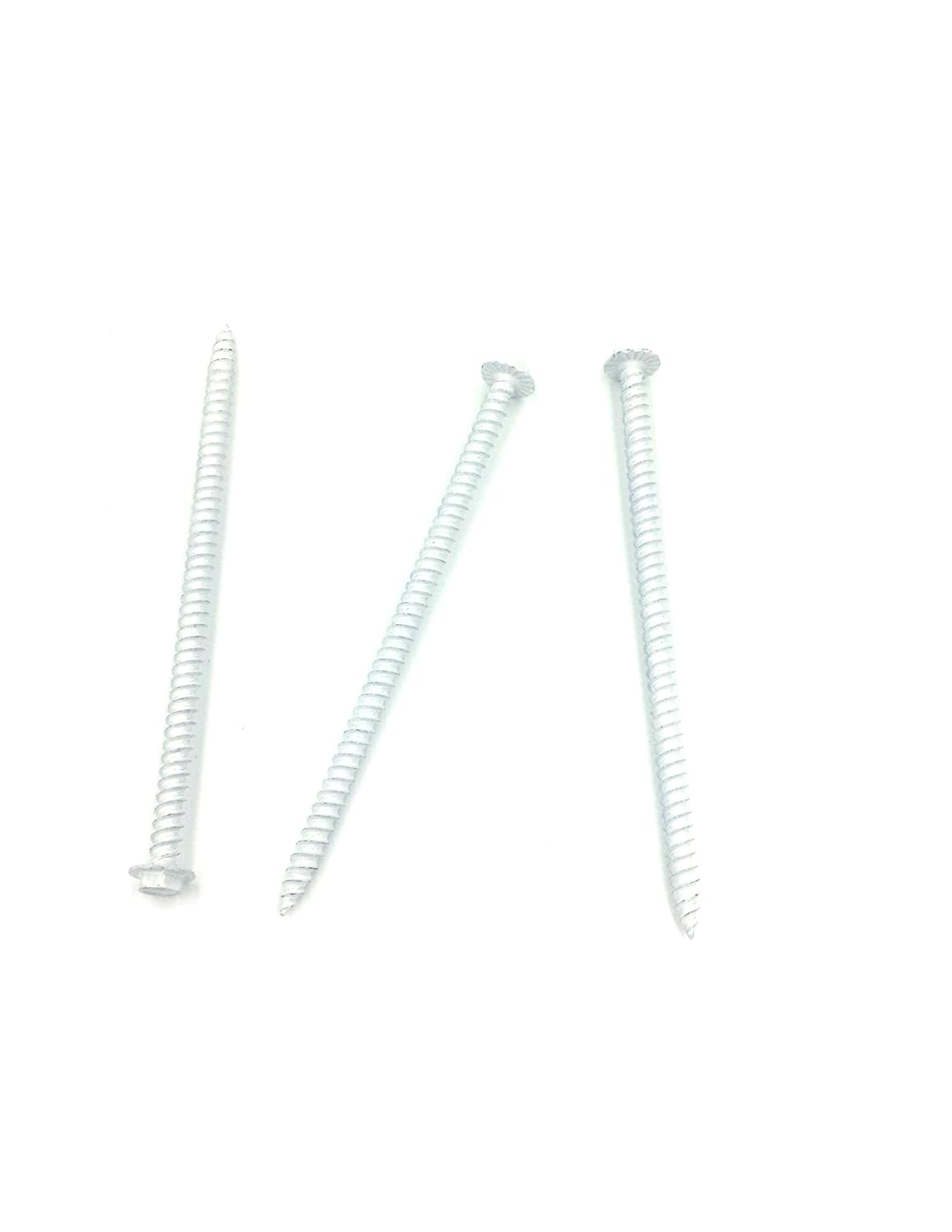 #10 x 4 Hex Washer Head Sheet Metal Screw, 8 Head, 10 Washer, FWD Serrations (50, White)
